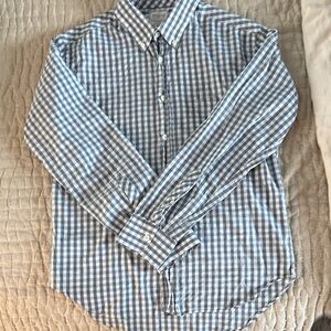Billy Reid Light Blue and White Gingham Shirt (Men’s M)